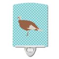 Jersey Buff Turkey Hen Blue Check Ceramic Night Light Compact, UL-Certified, Ideal for Bedroom, Bathroom, Nursery, Hallway, Kitchen, 6x4x3, Multicolor