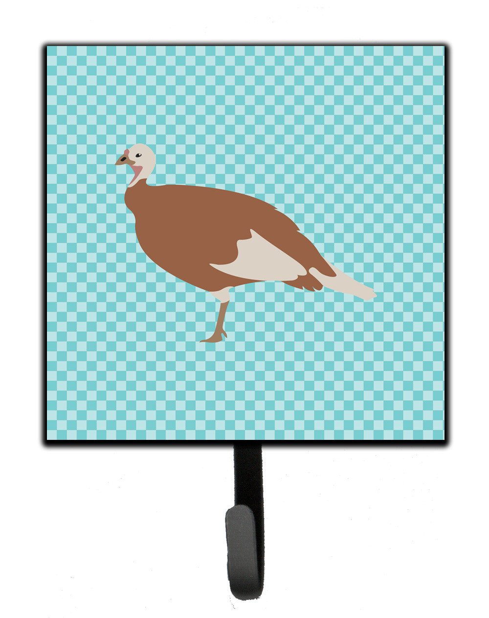 Jersey Buff Turkey Hen Blue Check Leash or Key Holder Wall Hooks, Key Hooks Holder, Coat Rack Wall Mount, Coat Hooks, Hooks for Hanging Keys, Towels, Aprons, Leashes
