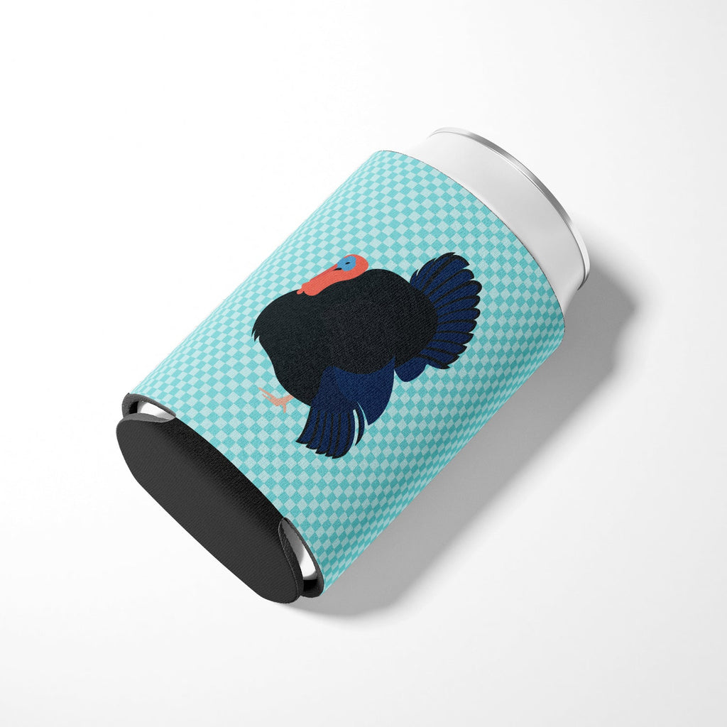 Norfolk Black Turkey Blue Check Can or Bottle Hugger Cooler Sleeve for Standard 12 oz Cans, Insulated Foam Beer & Soda Can Hugger Reusable