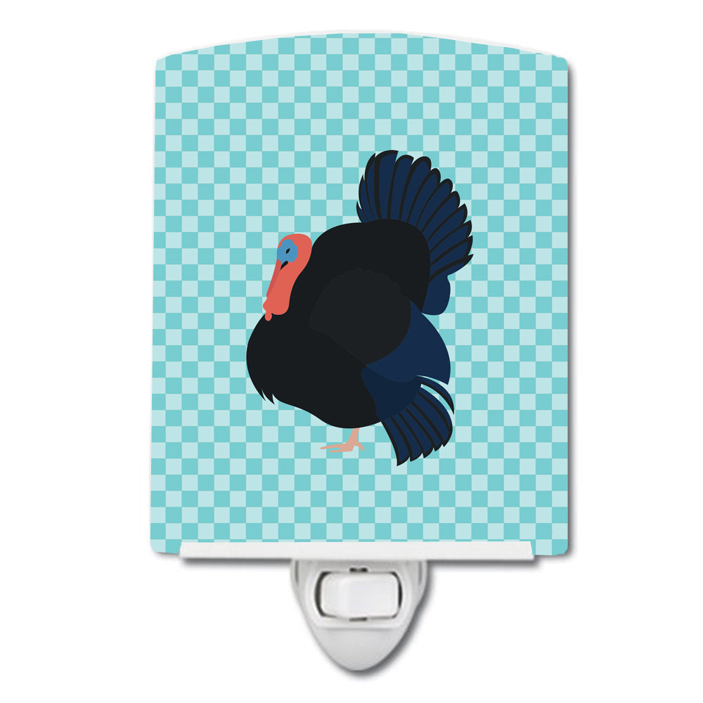 Norfolk Black Turkey Blue Check Ceramic Night Light Compact, UL-Certified, Ideal for Bedroom, Bathroom, Nursery, Hallway, Kitchen, 6x4x3, Multicolor