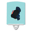 Norfolk Black Turkey Blue Check Ceramic Night Light Compact, UL-Certified, Ideal for Bedroom, Bathroom, Nursery, Hallway, Kitchen, 6x4x3, Multicolor