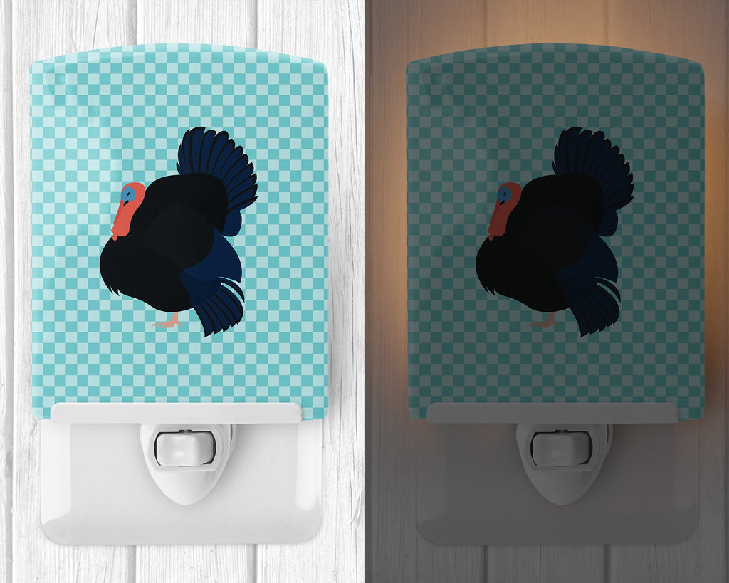 Norfolk Black Turkey Blue Check Ceramic Night Light Compact, UL-Certified, Ideal for Bedroom, Bathroom, Nursery, Hallway, Kitchen, 6x4x3, Multicolor