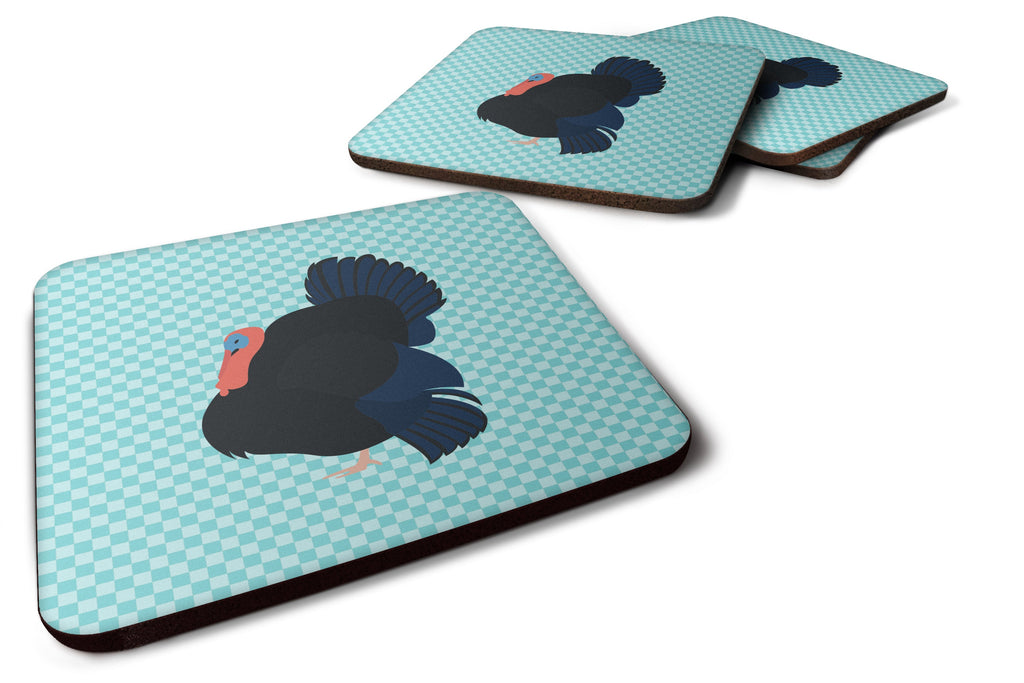 Norfolk Black Turkey Blue Check Foam Coasters Set of 4 Cup Coasters for Indoor Outdoor, Tabletop Protection, Anti Slip, Mouse pad Material