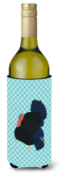 Norfolk Black Turkey Blue Check Wine Bottle Hugger Gift Sleeve for Standard 750 ml Bottles, Insulated Reusable Also Fits Mini Shot & Pint Bottles