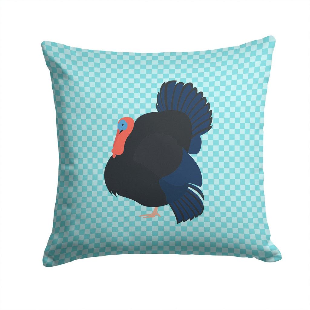 Norfolk Black Turkey Blue Check Decorative Throw Pillow 14x14 Indoor Outdoor Accent Cushion, Fabric Cover with Insert for Sofa, Bed, Porch & Living Room