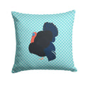 Norfolk Black Turkey Blue Check Decorative Throw Pillow 14x14 Indoor Outdoor Accent Cushion, Fabric Cover with Insert for Sofa, Bed, Porch & Living Room