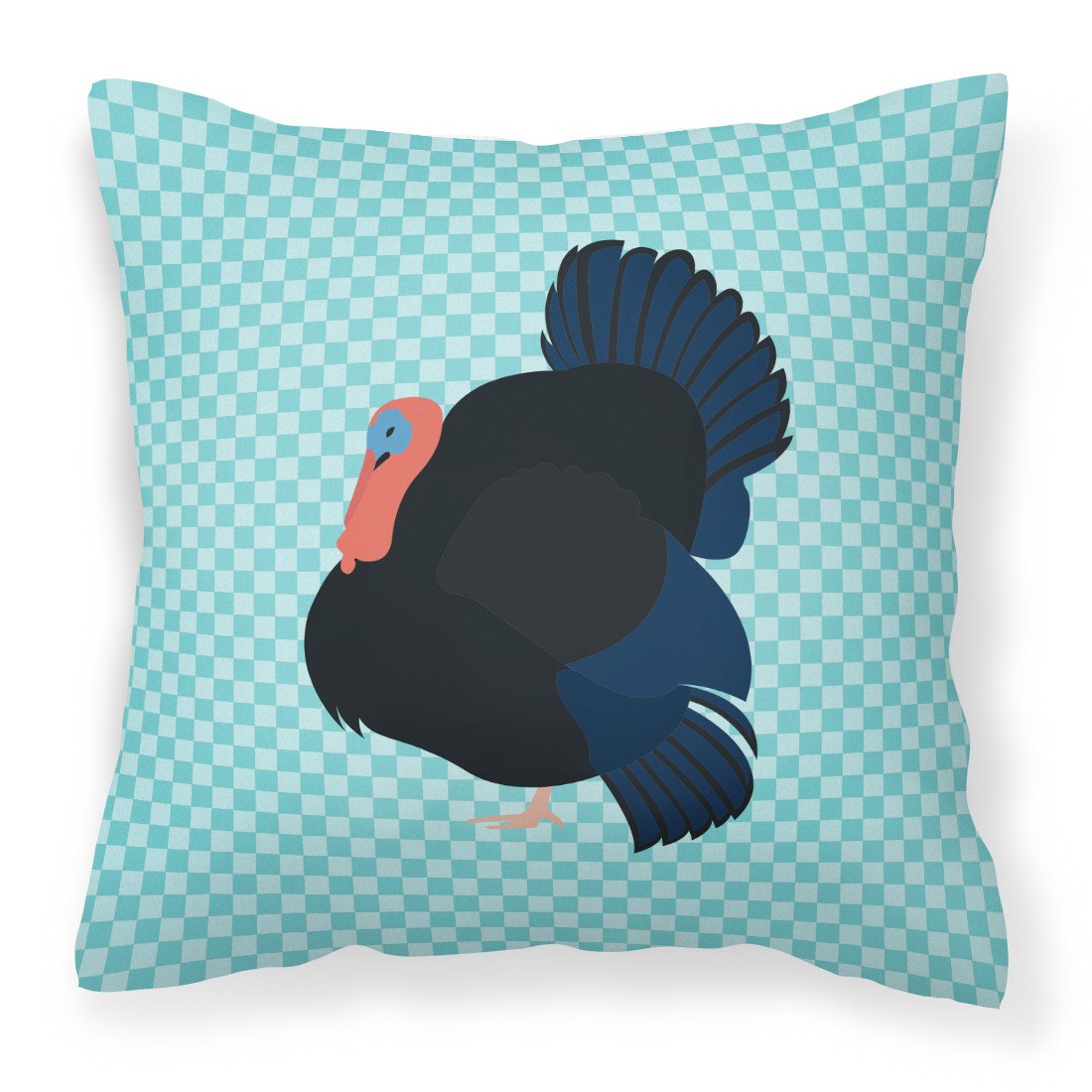 Norfolk Black Turkey Blue Check Decorative Throw Pillow 18x18 Indoor Outdoor Accent Cushion, Fabric Cover with Insert for Sofa, Bed, Porch & Living Room