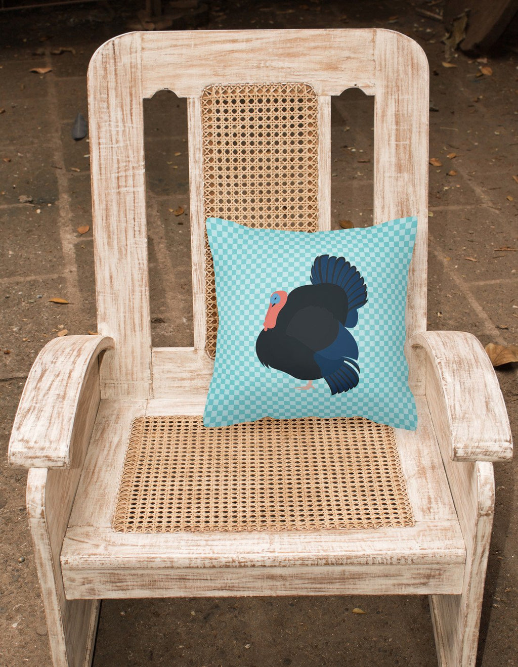 Norfolk Black Turkey Blue Check Decorative Throw Pillow 18x18 Indoor Outdoor Accent Cushion, Fabric Cover with Insert for Sofa, Bed, Porch & Living Room