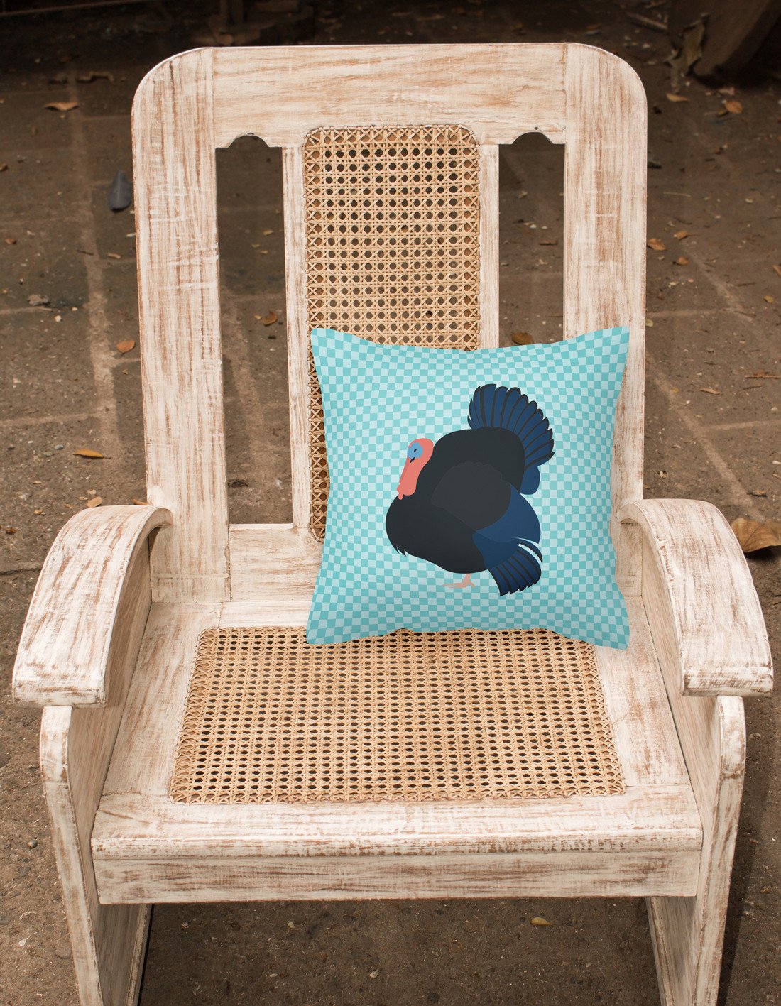 Norfolk Black Turkey Blue Check Decorative Throw Pillow 18x18 Indoor Outdoor Accent Cushion, Fabric Cover with Insert for Sofa, Bed, Porch & Living Room