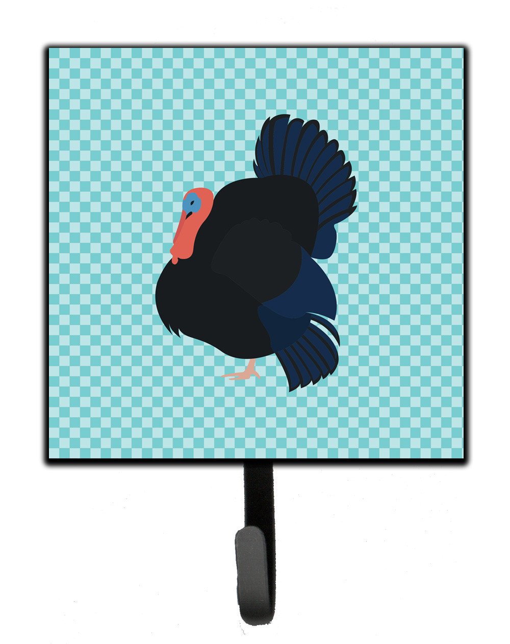 Norfolk Black Turkey Blue Check Leash or Key Holder Wall Hooks, Key Hooks Holder, Coat Rack Wall Mount, Coat Hooks, Hooks for Hanging Keys, Towels, Aprons, Leashes