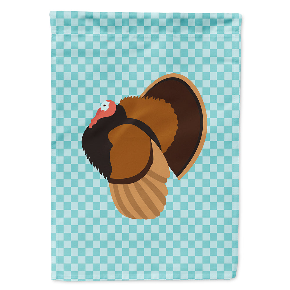 Bronze Turkey Blue Check House Flag 28x40 Porch Sleeve Pole Decorative Outside Yard Banner Artwork Wall Hanging, Polyester