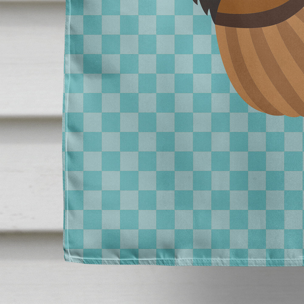 Bronze Turkey Blue Check House Flag 28x40 Porch Sleeve Pole Decorative Outside Yard Banner Artwork Wall Hanging, Polyester
