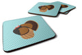 Bronze Turkey Blue Check Foam Coasters Set of 4 Cup Coasters for Indoor Outdoor, Tabletop Protection, Anti Slip, Mouse pad Material