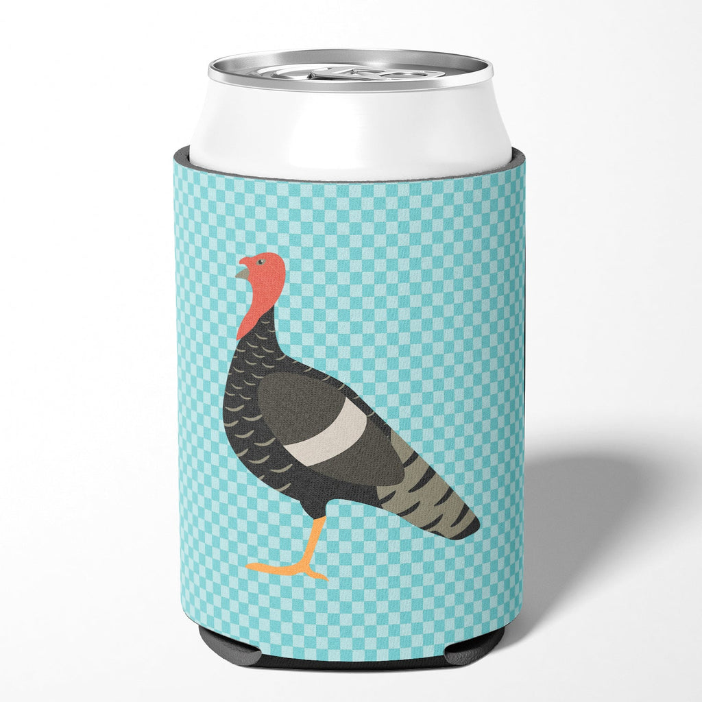 Marragansett Turkey Blue Check Can or Bottle Hugger Cooler Sleeve for Standard 12 oz Cans, Insulated Foam Beer & Soda Can Hugger Reusable