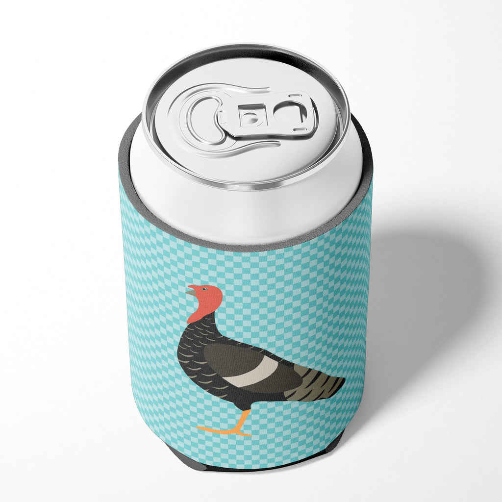 Marragansett Turkey Blue Check Can or Bottle Hugger Cooler Sleeve for Standard 12 oz Cans, Insulated Foam Beer & Soda Can Hugger Reusable