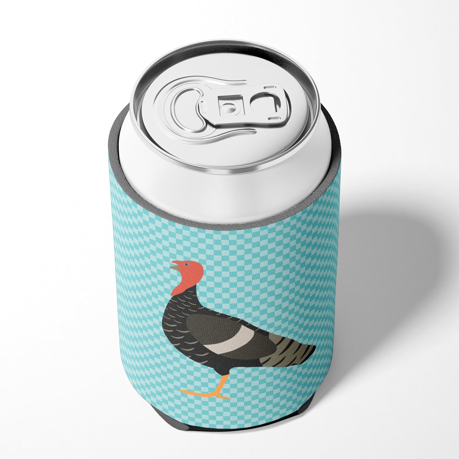 Marragansett Turkey Blue Check Can or Bottle Hugger Cooler Sleeve for Standard 12 oz Cans, Insulated Foam Beer & Soda Can Hugger Reusable