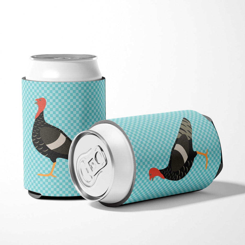 Marragansett Turkey Blue Check Can or Bottle Hugger Cooler Sleeve for Standard 12 oz Cans, Insulated Foam Beer & Soda Can Hugger Reusable