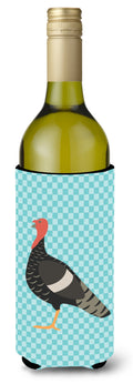 Marragansett Turkey Blue Check Wine Bottle Hugger Gift Sleeve for Standard 750 ml Bottles, Insulated Reusable Also Fits Mini Shot & Pint Bottles