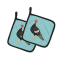 Marragansett Turkey Blue Check Pot Holder Set of 2 Heat Resistant Quilted Hot Pads 7.5 x 7.5 Inch, Insulated Kitchen Trivets for Cooking & Baking