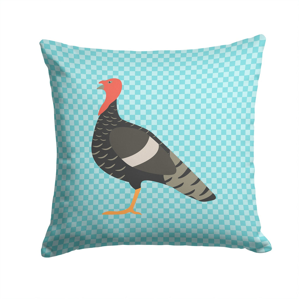 Marragansett Turkey Blue Check Decorative Throw Pillow 14x14 Indoor Outdoor Accent Cushion, Fabric Cover with Insert for Sofa, Bed, Porch & Living Room