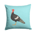 Marragansett Turkey Blue Check Decorative Throw Pillow 14x14 Indoor Outdoor Accent Cushion, Fabric Cover with Insert for Sofa, Bed, Porch & Living Room