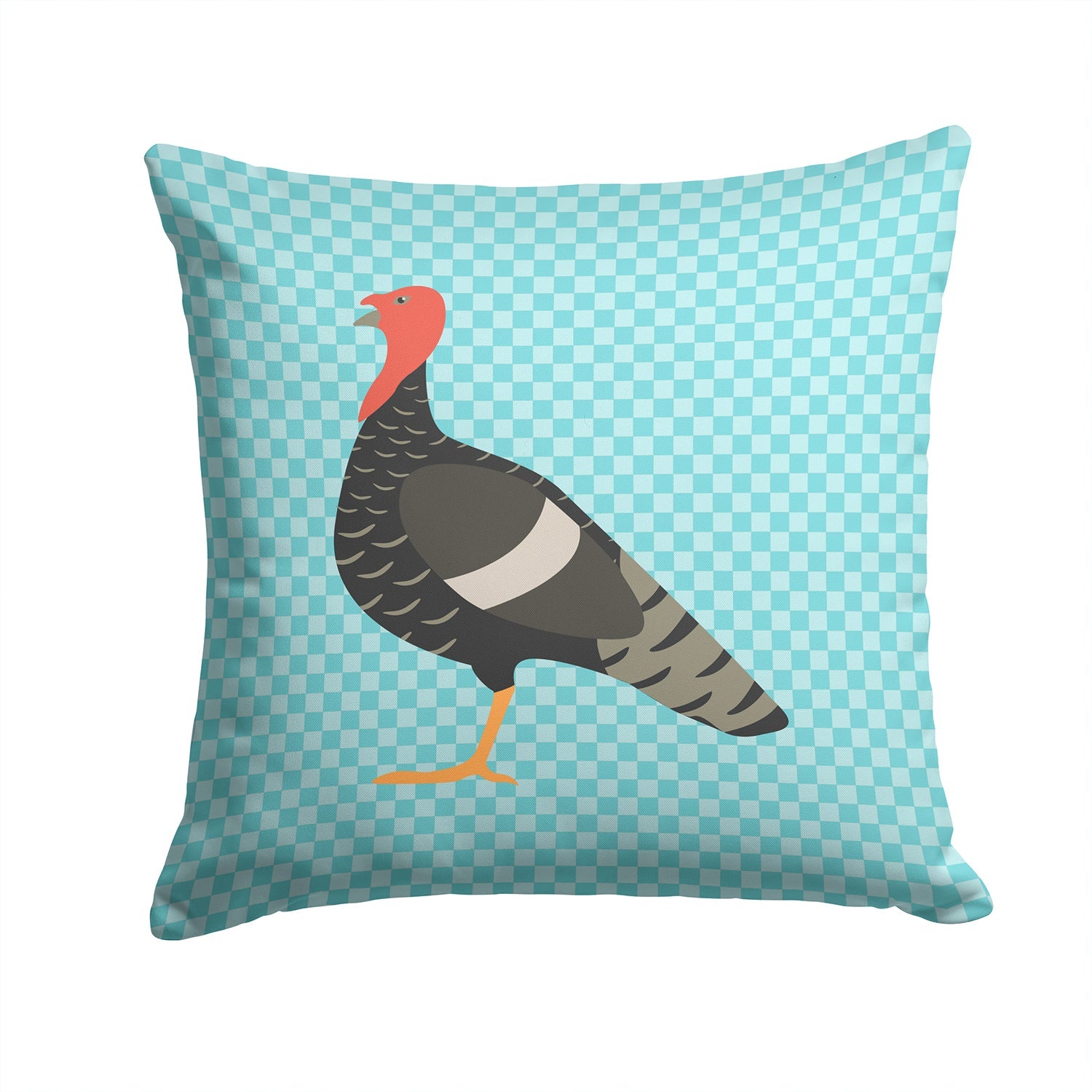 Marragansett Turkey Blue Check Decorative Throw Pillow 14x14 Indoor Outdoor Accent Cushion, Fabric Cover with Insert for Sofa, Bed, Porch & Living Room