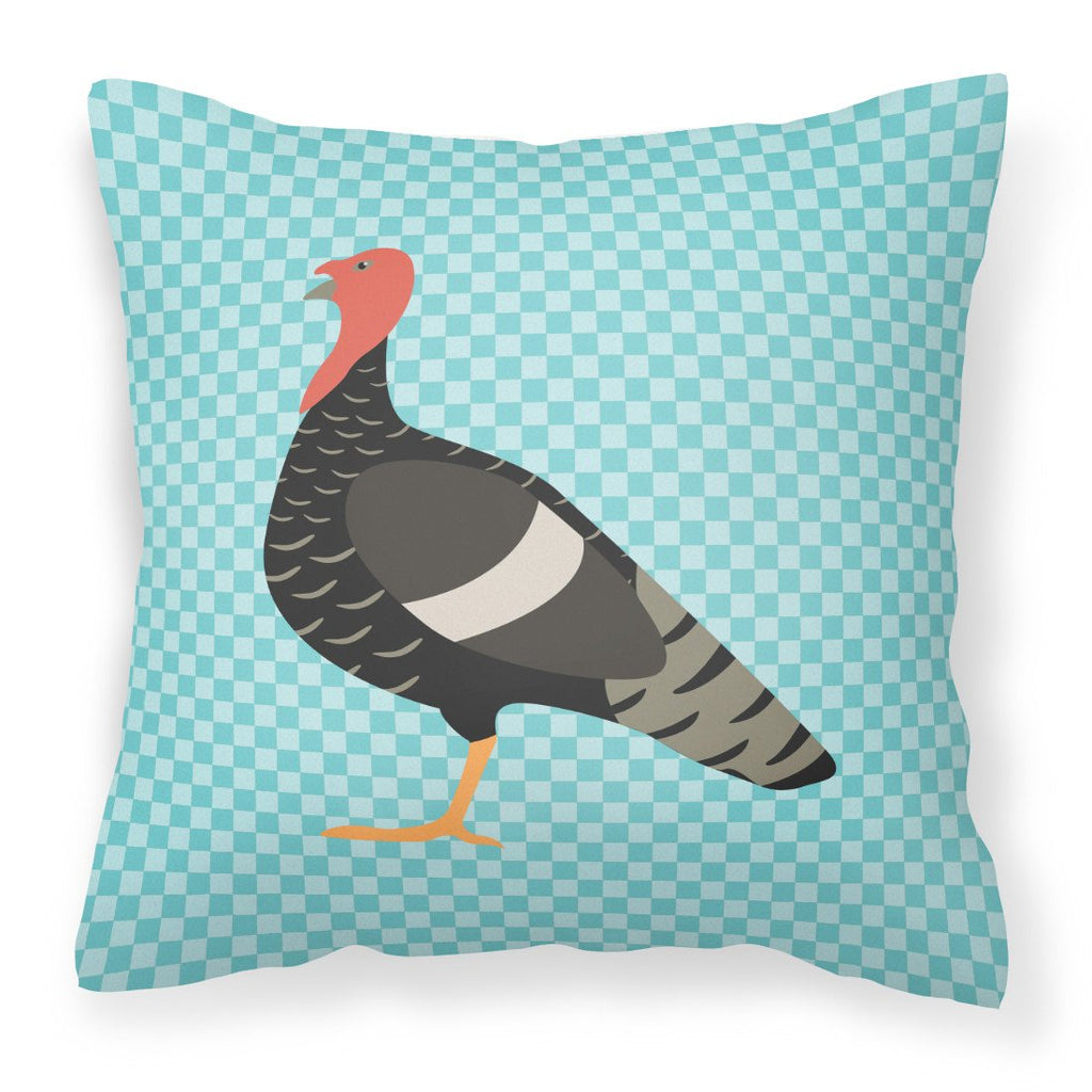 Marragansett Turkey Blue Check Decorative Throw Pillow 18x18 Indoor Outdoor Accent Cushion, Fabric Cover with Insert for Sofa, Bed, Porch & Living Room