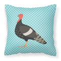 Marragansett Turkey Blue Check Decorative Throw Pillow 18x18 Indoor Outdoor Accent Cushion, Fabric Cover with Insert for Sofa, Bed, Porch & Living Room