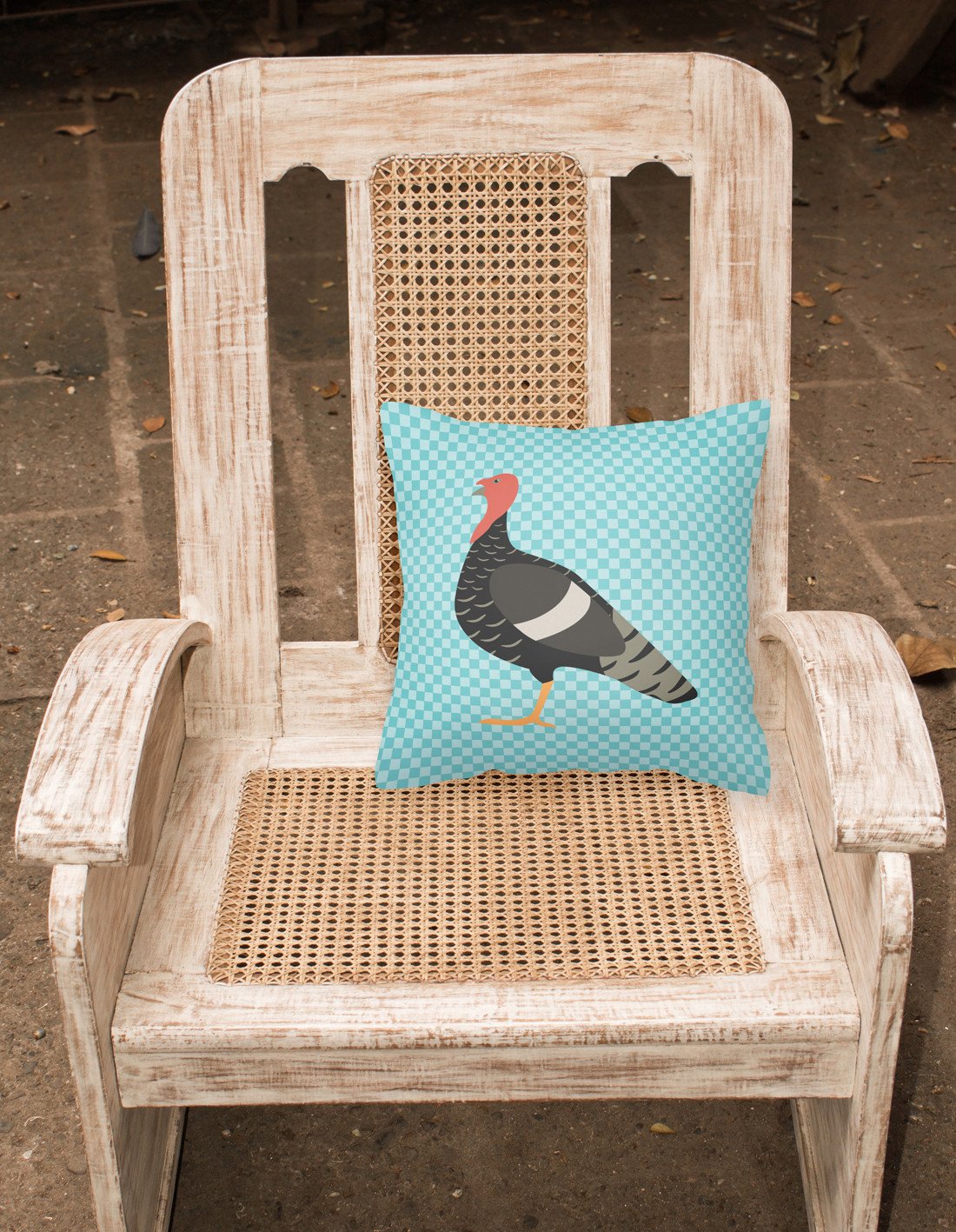 Marragansett Turkey Blue Check Decorative Throw Pillow 18x18 Indoor Outdoor Accent Cushion, Fabric Cover with Insert for Sofa, Bed, Porch & Living Room