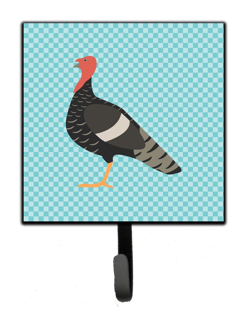 Marragansett Turkey Blue Check Leash or Key Holder Wall Hooks, Key Hooks Holder, Coat Rack Wall Mount, Coat Hooks, Hooks for Hanging Keys, Towels, Aprons, Leashes