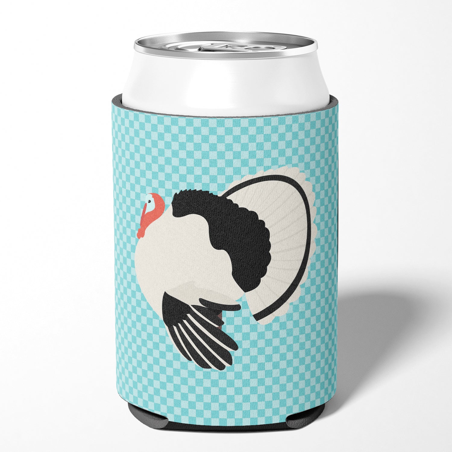 Royal Palm Turkey Blue Check Can or Bottle Hugger Cooler Sleeve for Standard 12 oz Cans, Insulated Foam Beer & Soda Can Hugger Reusable