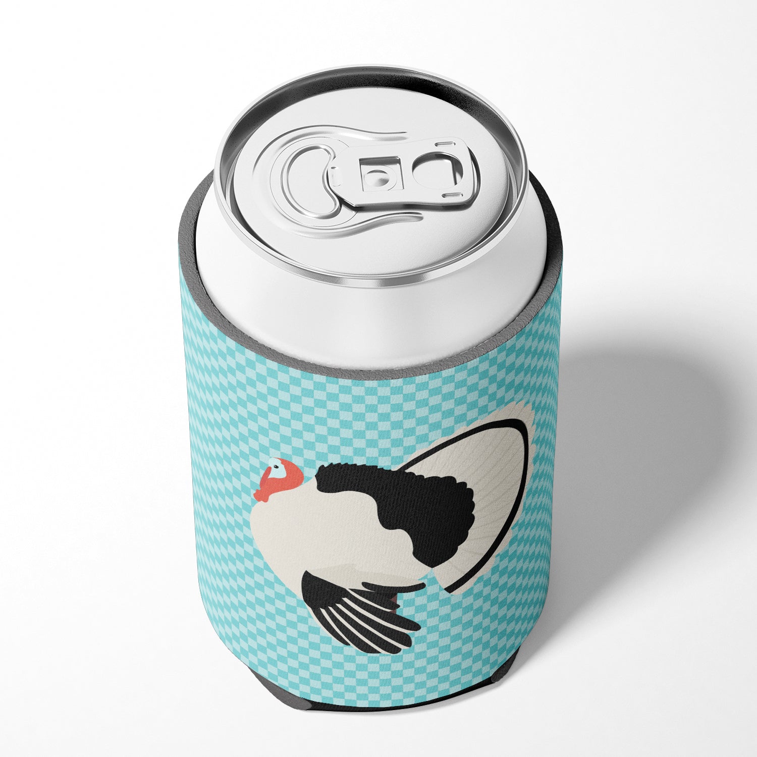 Royal Palm Turkey Blue Check Can or Bottle Hugger Cooler Sleeve for Standard 12 oz Cans, Insulated Foam Beer & Soda Can Hugger Reusable
