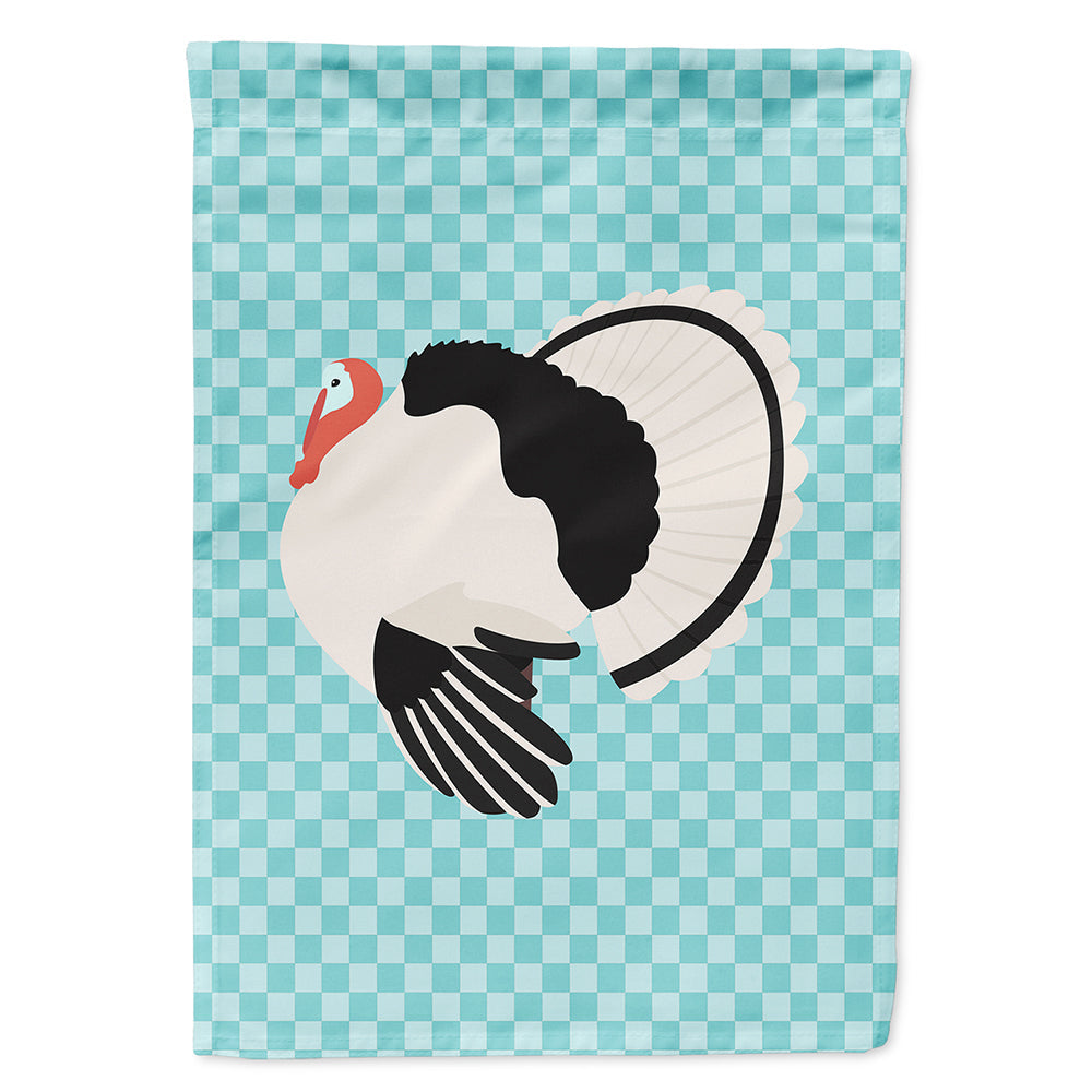 Royal Palm Turkey Blue Check House Flag 28x40 Porch Sleeve Pole Decorative Outside Yard Banner Artwork Wall Hanging, Polyester