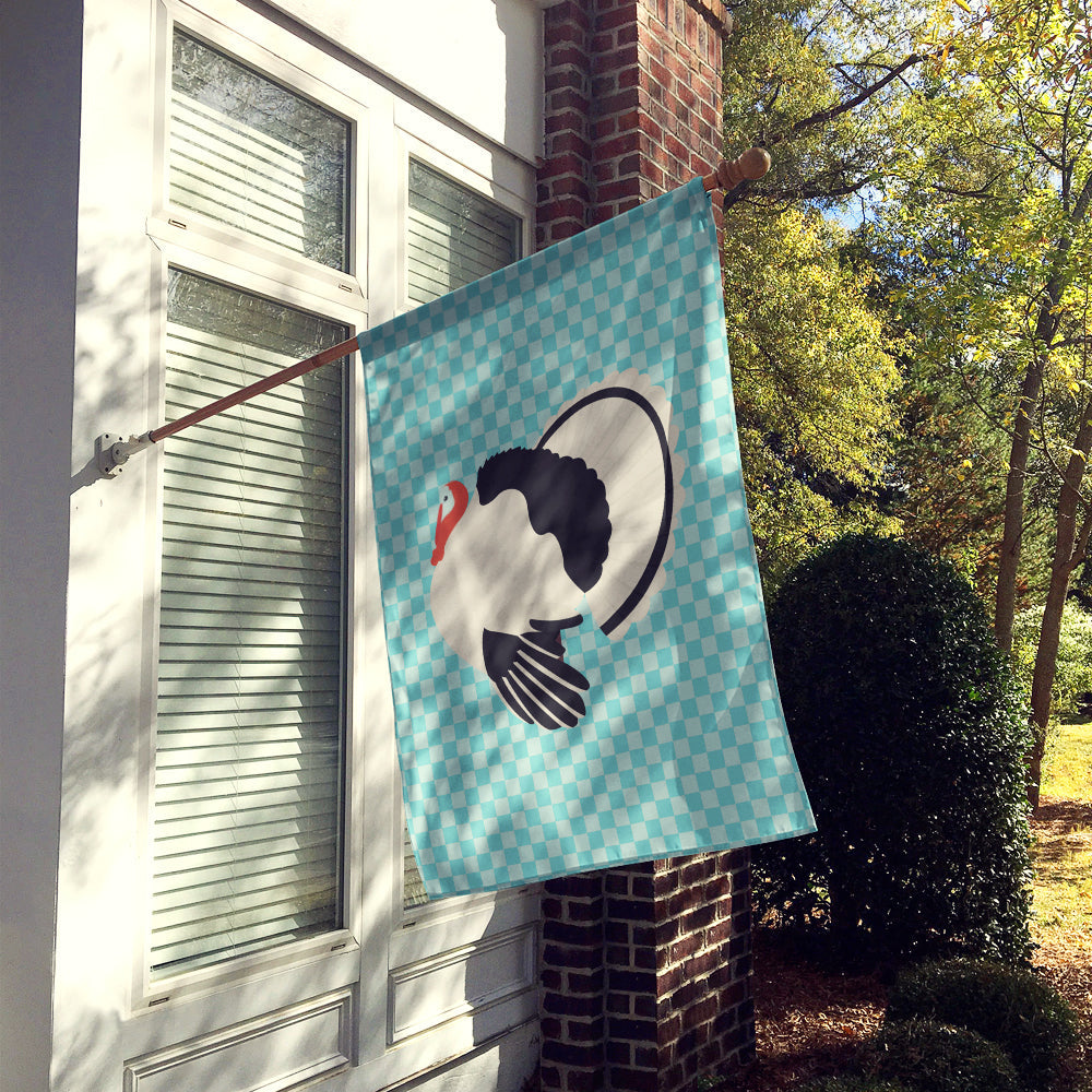 Royal Palm Turkey Blue Check House Flag 28x40 Porch Sleeve Pole Decorative Outside Yard Banner Artwork Wall Hanging, Polyester