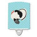 Royal Palm Turkey Blue Check Ceramic Night Light Compact, UL-Certified, Ideal for Bedroom, Bathroom, Nursery, Hallway, Kitchen, 6x4x3, Multicolor