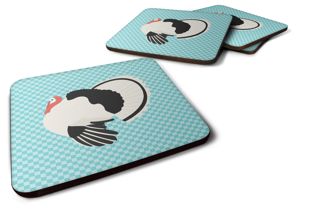 Royal Palm Turkey Blue Check Foam Coasters Set of 4 Cup Coasters for Indoor Outdoor, Tabletop Protection, Anti Slip, Mouse pad Material