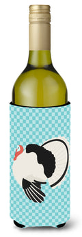 Royal Palm Turkey Blue Check Wine Bottle Hugger Gift Sleeve for Standard 750 ml Bottles, Insulated Reusable Also Fits Mini Shot & Pint Bottles