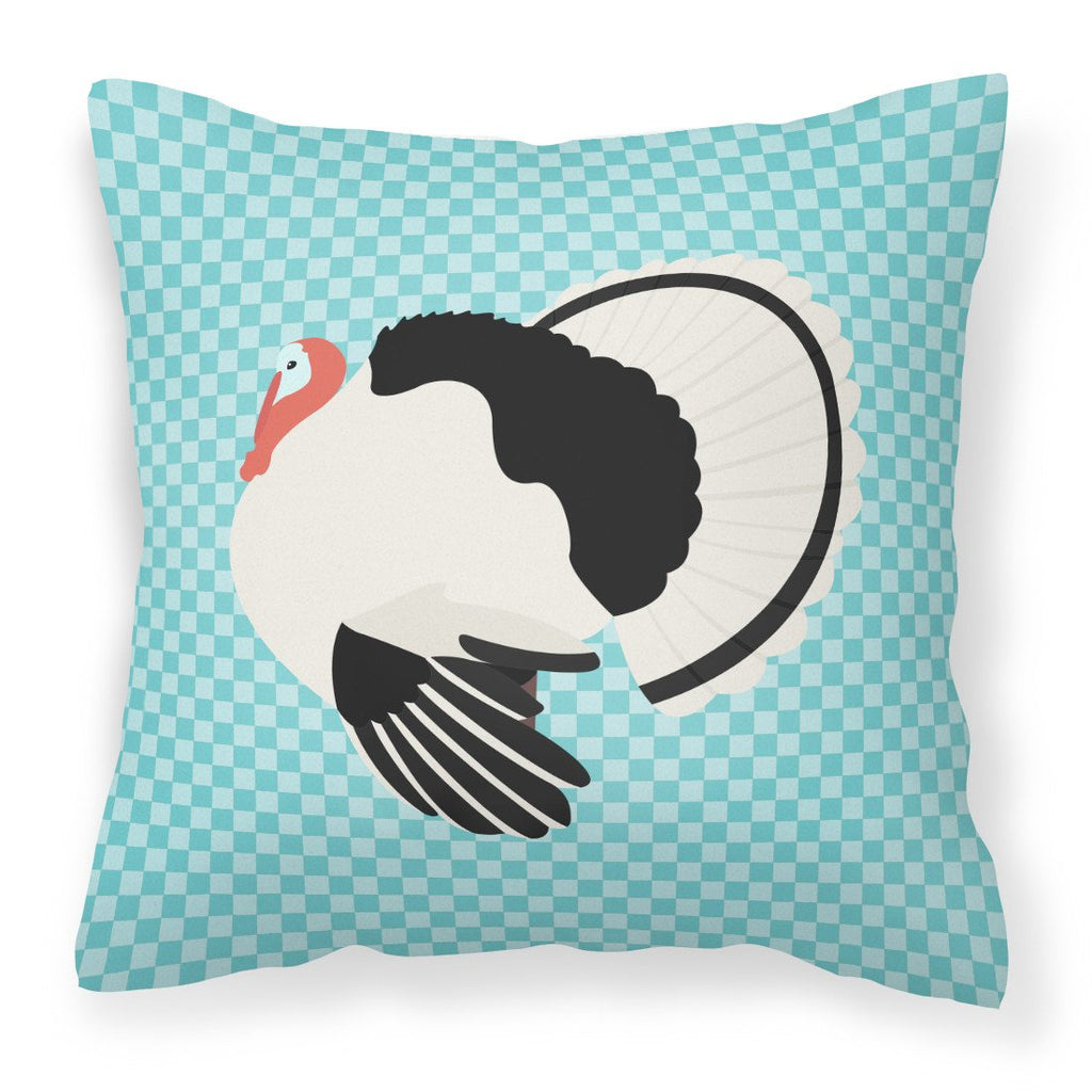 Royal Palm Turkey Blue Check Decorative Throw Pillow 18x18 Indoor Outdoor Accent Cushion, Fabric Cover with Insert for Sofa, Bed, Porch & Living Room