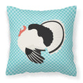 Royal Palm Turkey Blue Check Decorative Throw Pillow 18x18 Indoor Outdoor Accent Cushion, Fabric Cover with Insert for Sofa, Bed, Porch & Living Room
