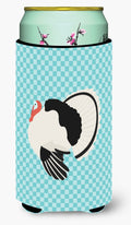 Royal Palm Turkey Blue Check Tall Boy Hugger Can Cooler Sleeve Machine Washable Drink Collapsible Insulator Beverage Insulated Holder