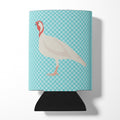 Beltsville Small White Turkey Hen Blue Check Can or Bottle Hugger Cooler Sleeve for Standard 12 oz Cans, Insulated Foam Beer & Soda Can Hugger Reusable