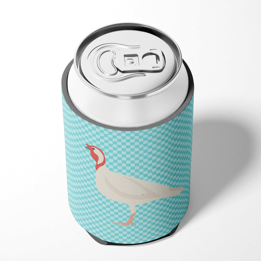 Beltsville Small White Turkey Hen Blue Check Can or Bottle Hugger Cooler Sleeve for Standard 12 oz Cans, Insulated Foam Beer & Soda Can Hugger Reusable