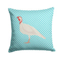 Beltsville Small White Turkey Hen Blue Check Decorative Throw Pillow 14x14 Indoor Outdoor Accent Cushion, Fabric Cover with Insert for Sofa, Bed, Porch & Living Room