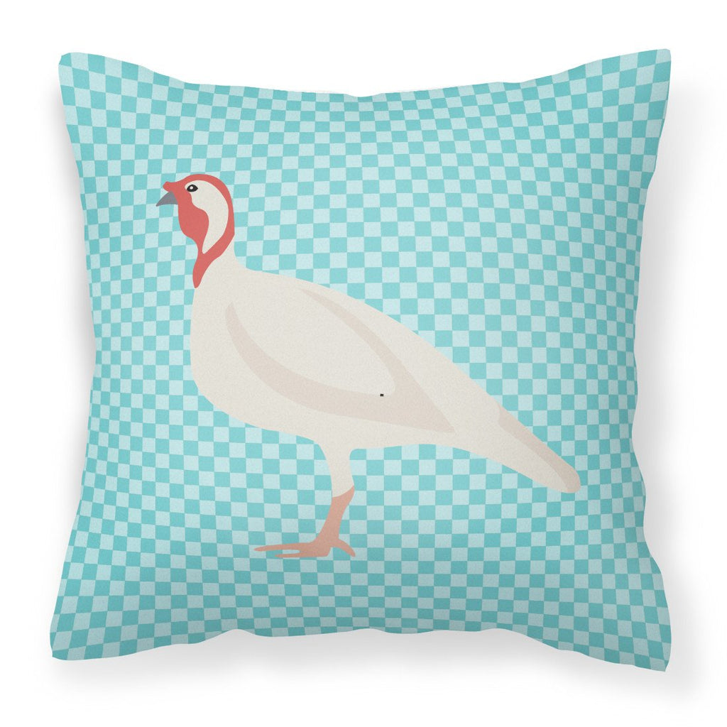 Beltsville Small White Turkey Hen Blue Check Decorative Throw Pillow 18x18 Indoor Outdoor Accent Cushion, Fabric Cover with Insert for Sofa, Bed, Porch & Living Room