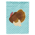 French Turkey Dindon Blue Check House Flag 28x40 Porch Sleeve Pole Decorative Outside Yard Banner Artwork Wall Hanging, Polyester