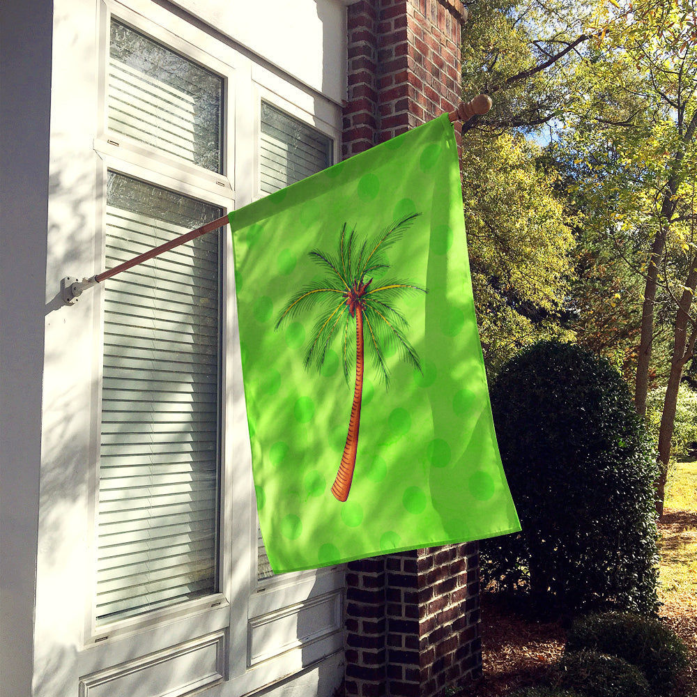 Palm Tree Green Polkadot House Flag 28x40 Porch Sleeve Pole Decorative Outside Yard Banner Artwork Wall Hanging, Polyester