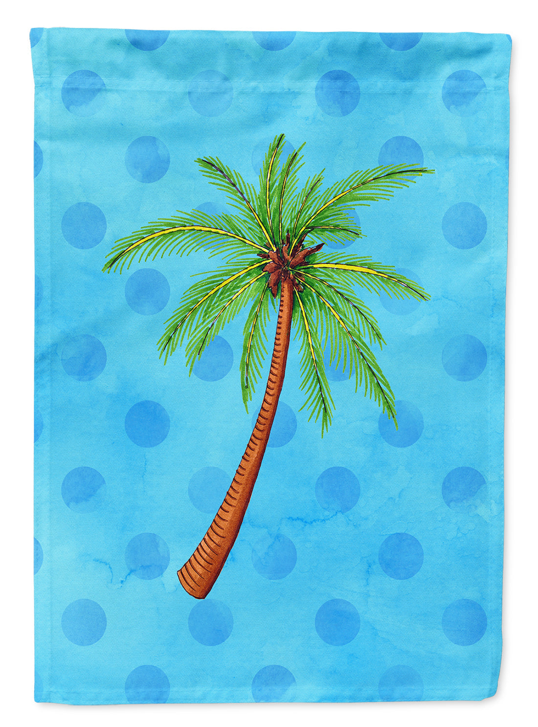 Palm Tree Blue Polkadot House Flag 28x40 Porch Sleeve Pole Decorative Outside Yard Banner Artwork Wall Hanging, Polyester