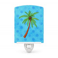 Palm Tree Blue Polkadot Ceramic Night Light Compact, UL-Certified, Ideal for Bedroom, Bathroom, Nursery, Hallway, Kitchen, 6x4x3, Multicolor