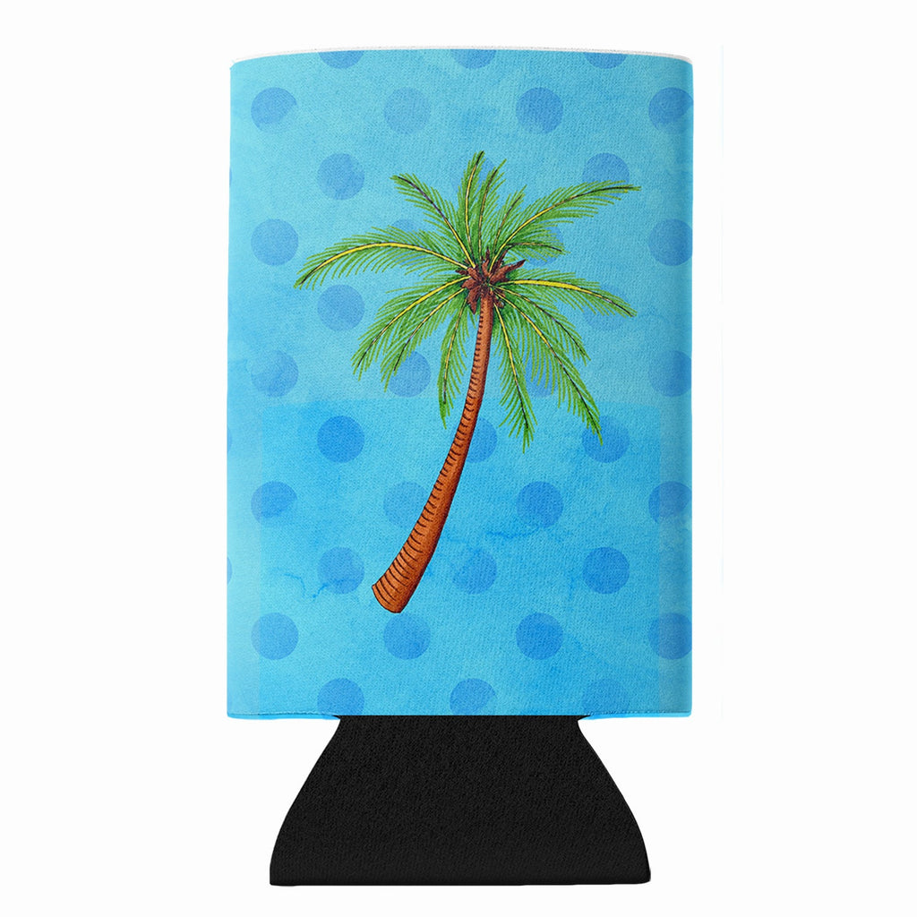Palm Tree Blue Polkadot Slim Can Hugger  Insulated Foam Sleeve for 12 oz Slim Cans, Beer Bottles & Water Bottles, Made in USA