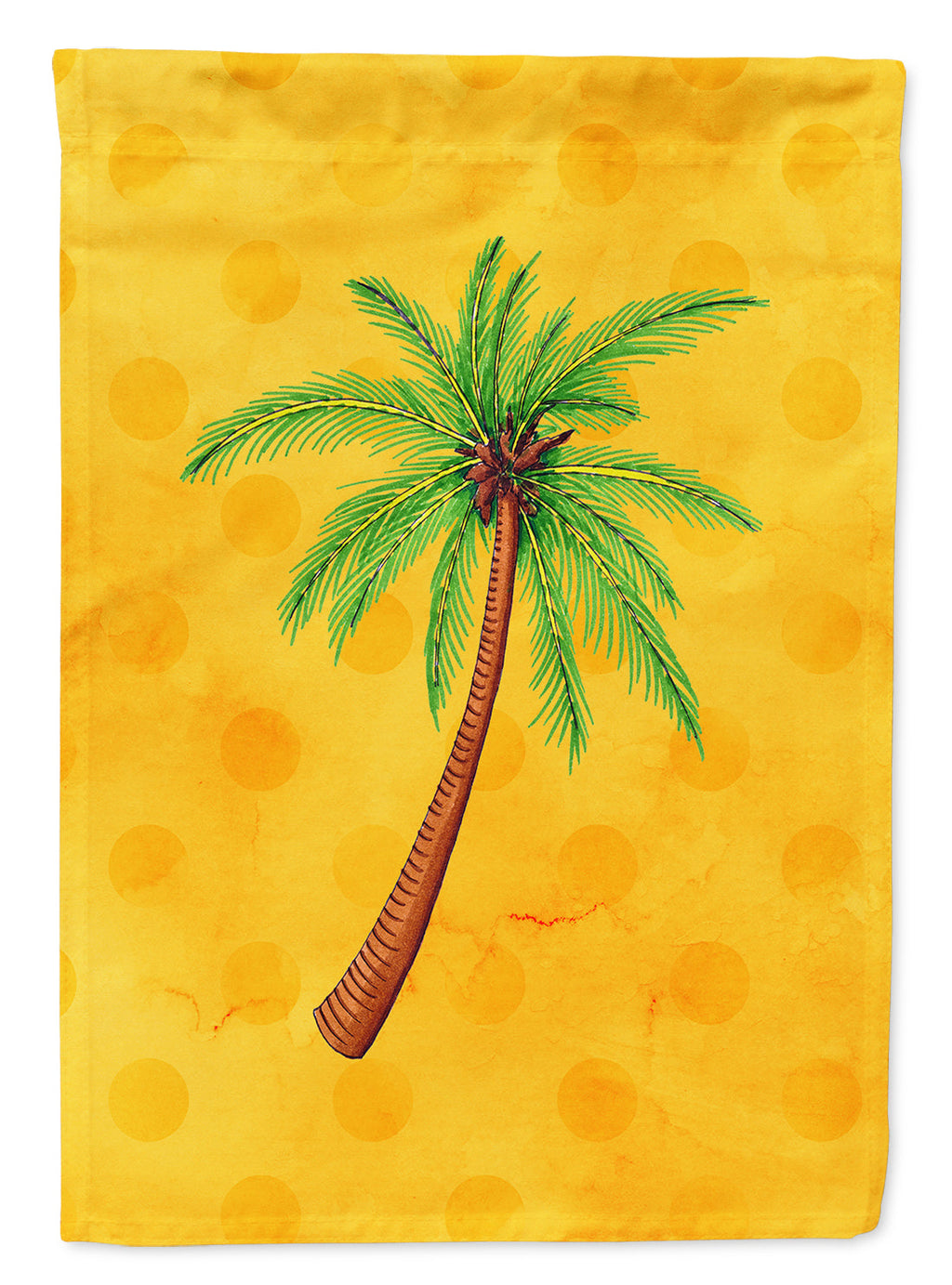 Palm Tree Yellow Polkadot House Flag 28x40 Porch Sleeve Pole Decorative Outside Yard Banner Artwork Wall Hanging, Polyester